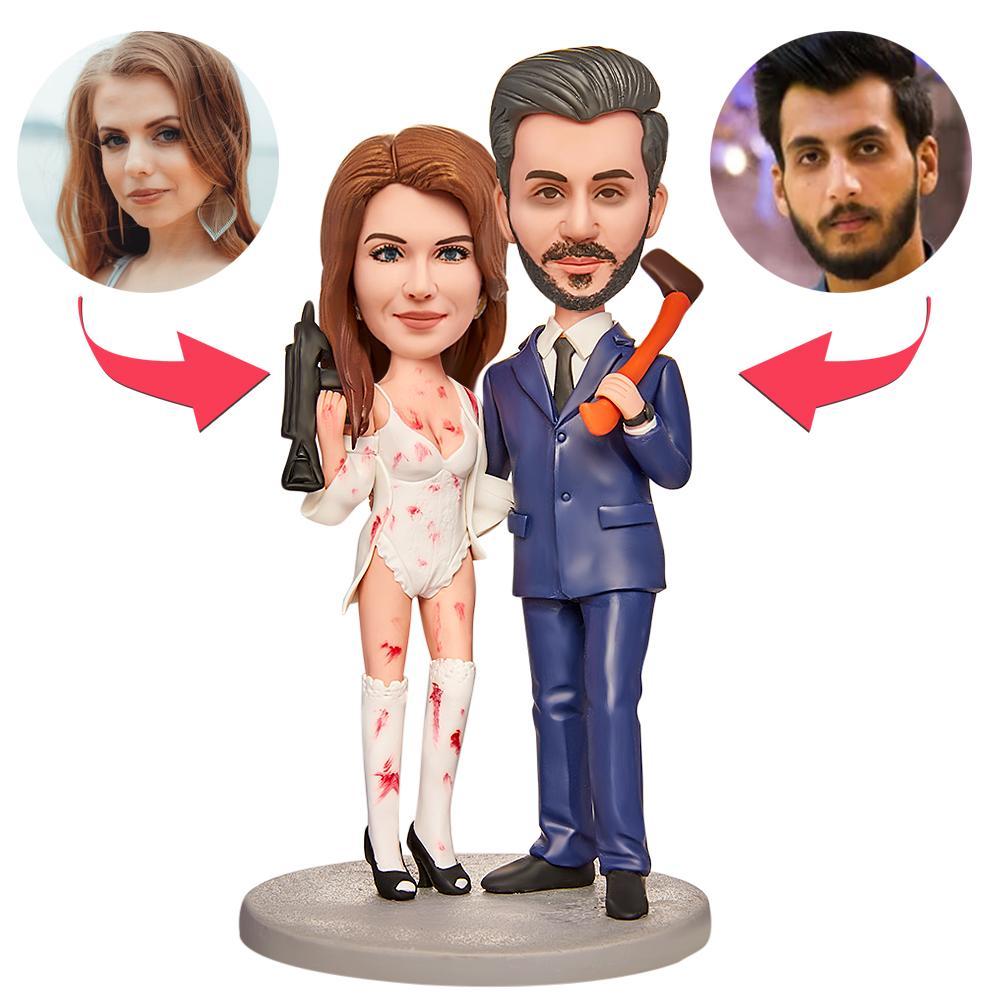 Halloween Horrible Couple Bobblehead Personnalisé Avec Texte Gravé - Mug Personnalisé