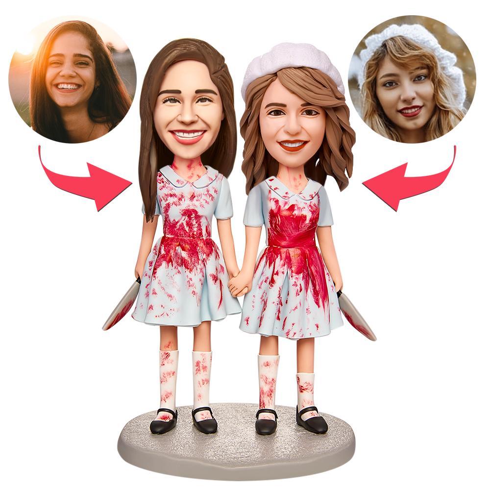Halloween Twins Holding Hands Bobblehead Personnalisé Avec Texte Gravé - Mug Personnalisé