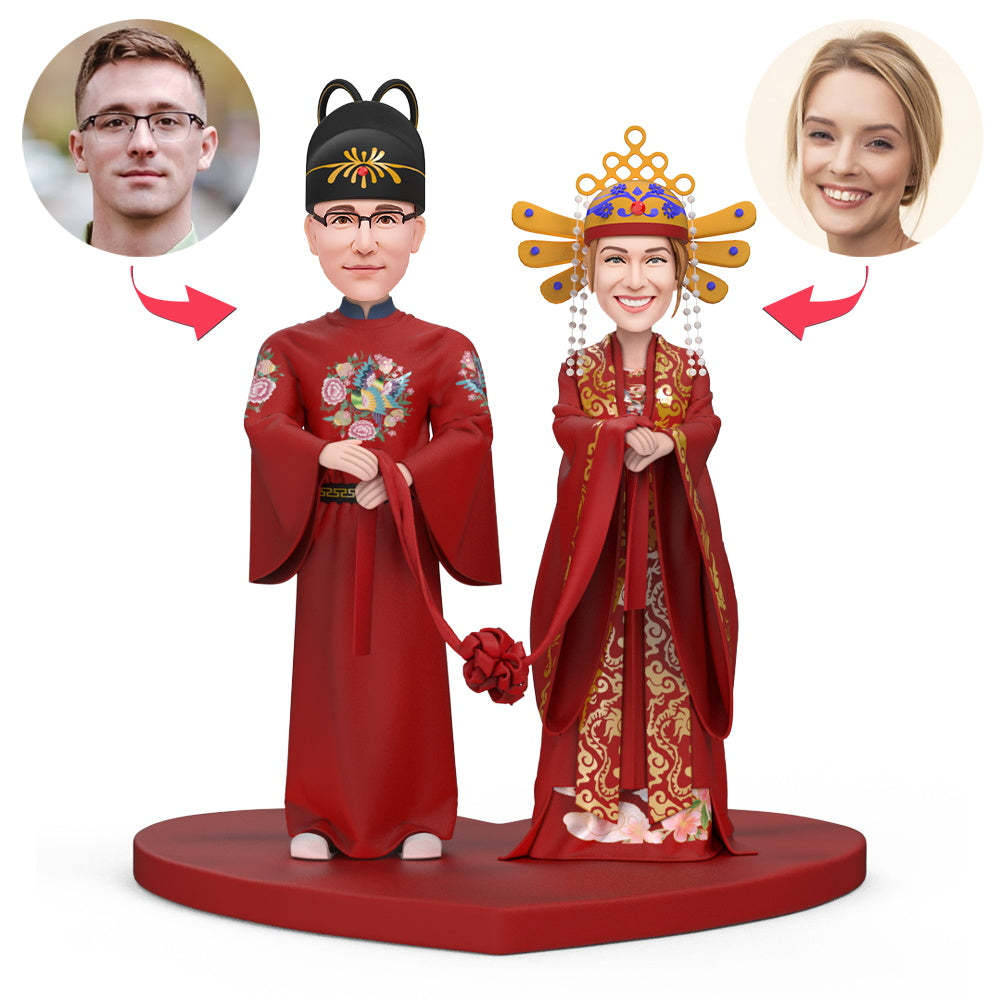 Couples En Vêtements De Mariage Bobblehead Personnalisé Avec Texte Gravé - Mug Personnalisé