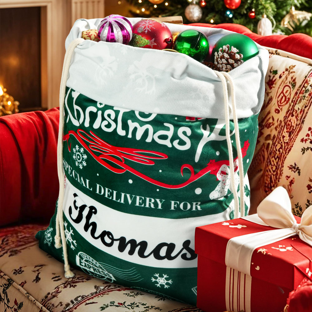 Sac Cadeau Personnalisé Avec Nom, Sac De Noël Du Père Noël Pour Les Cadeaux De Noël Des Enfants - Mug Personnalisé