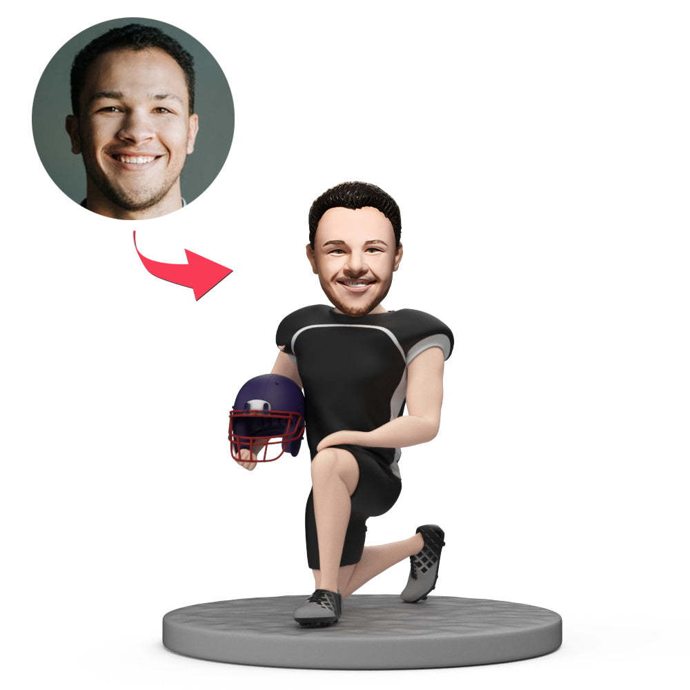 Bobblehead Personnalisé Posant Un Joueur De Football Tenant Un Casque - Mug Personnalisé