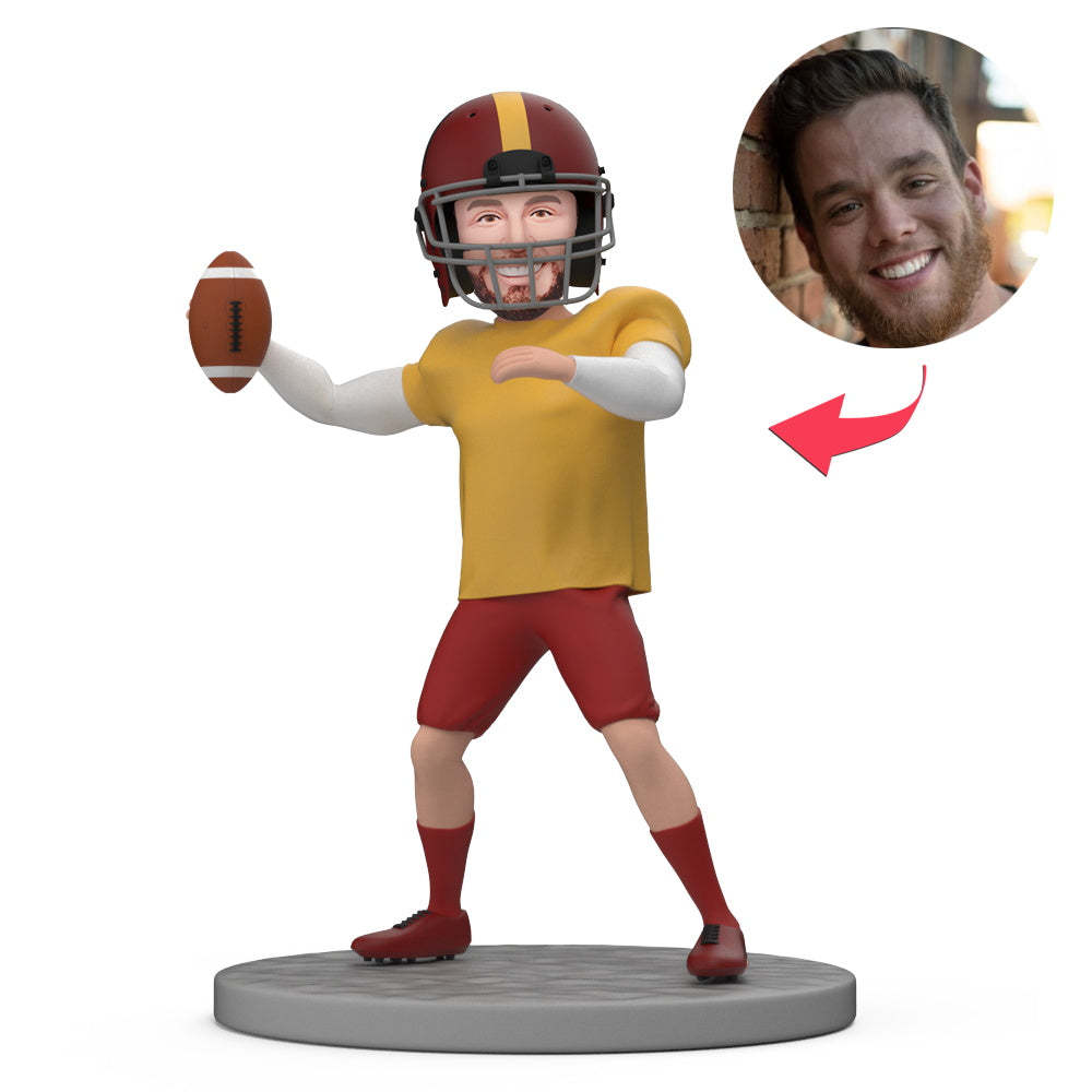 Joueur De Football Joueur De Bobblehead Personnalisé Se Préparant À Passer Le Ballon - Mug Personnalisé