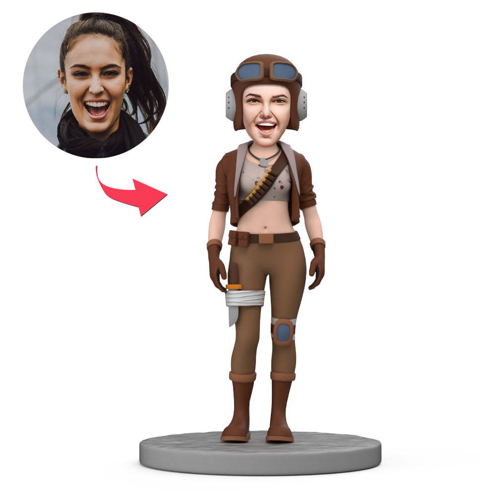 Support De Téléphone Portable Bobblehead Pilote Féminin Bobblehead Personnalisé Avec Texte Gravé - Mug Personnalisé
