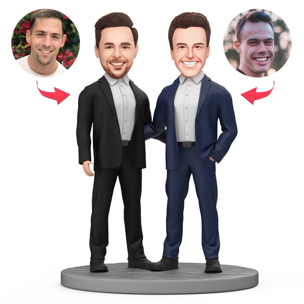 Couple Masculin De Même Sexe Bobble Head Personnalisé Bobblehead Personnalisé Avec Texte Gravé - Mug Personnalisé