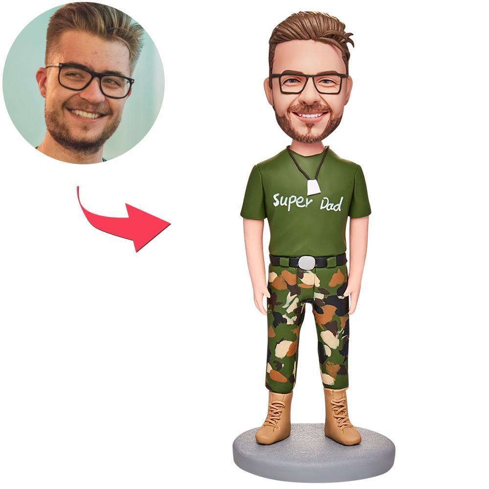 Cadeau De Fête Des Pères Papa En Camouflage Personnalisé Bobblehead Avec Texte Gravé - Mug Personnalisé