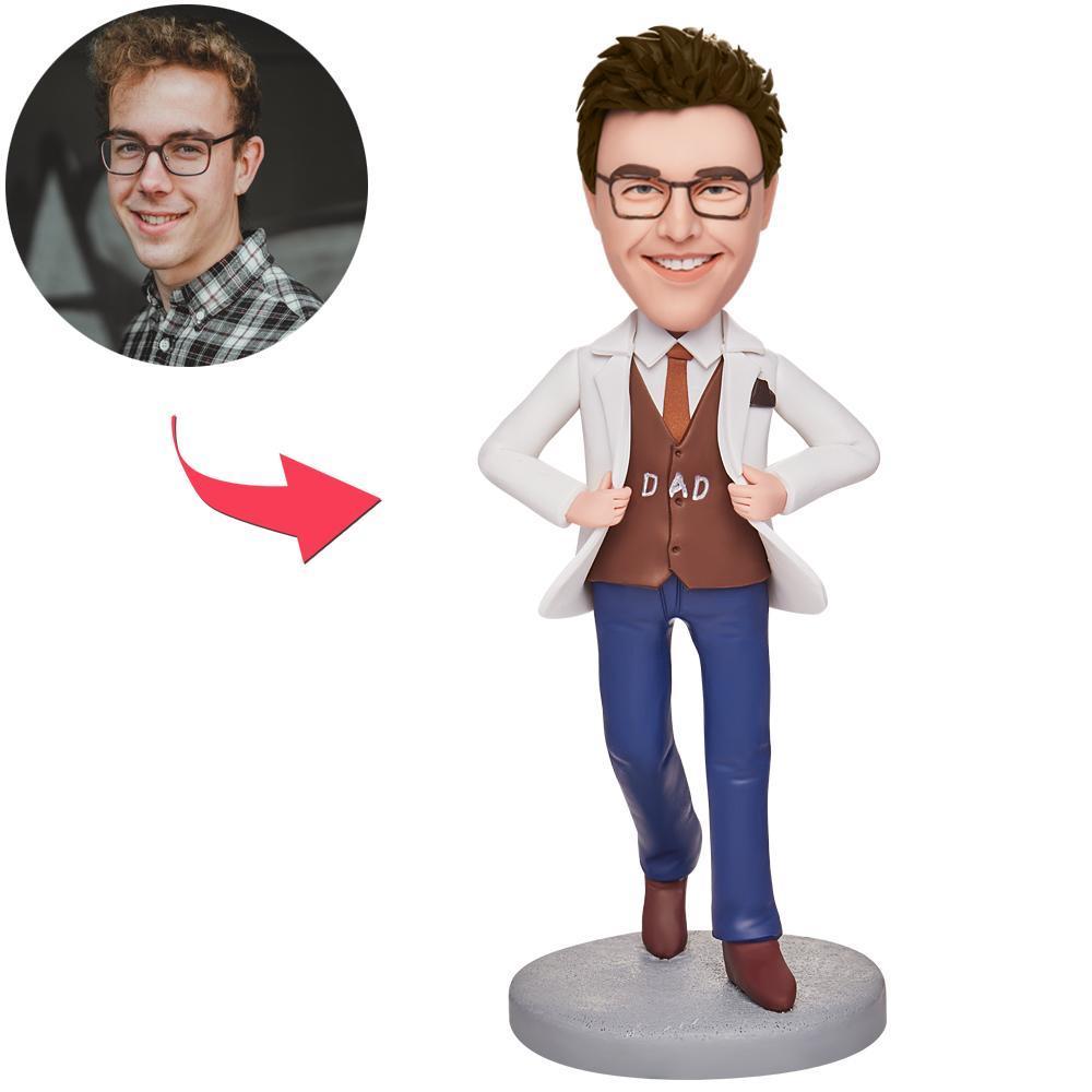 Cadeau De Fête Des Pères Élégant Papa Personnalisé Bobblehead Avec Texte Gravé - Mug Personnalisé