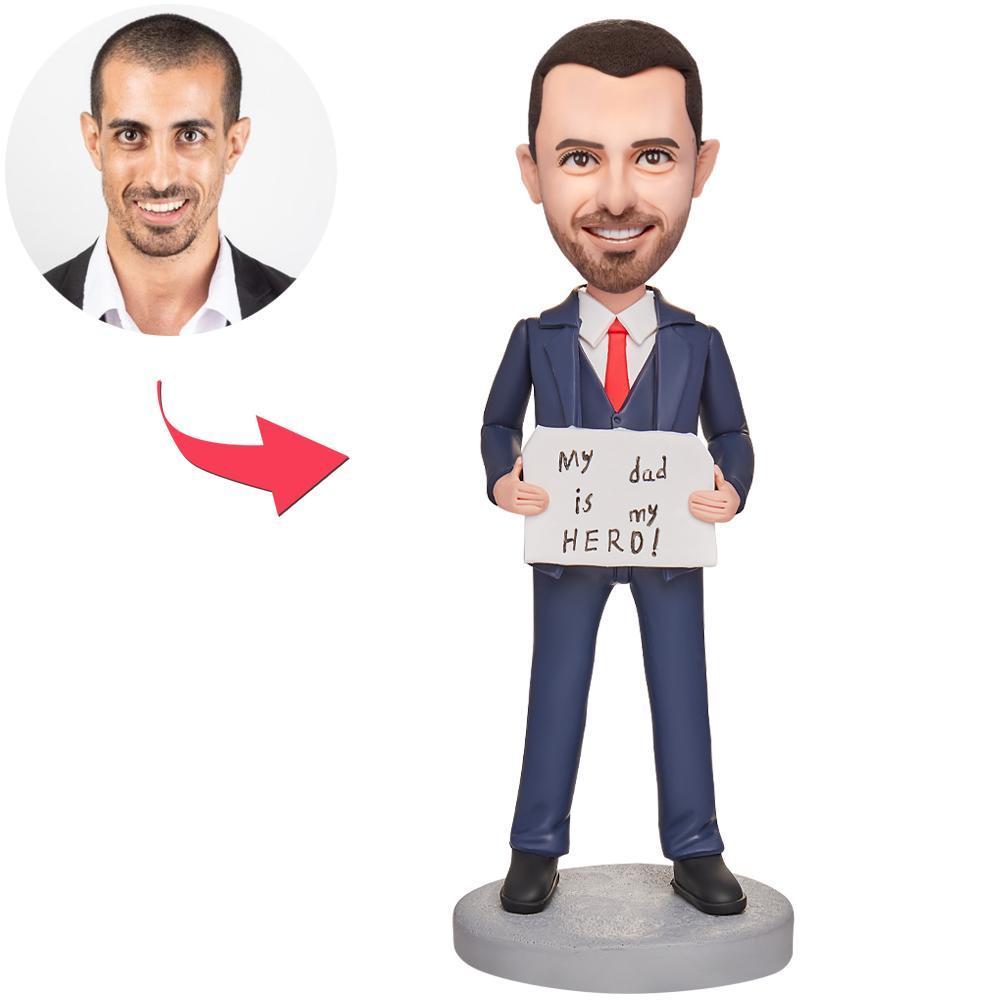 Cadeau De Fête Des Pères Mon Père Est Mon Héros Bobblehead Personnalisé Avec Texte Gravé - Mug Personnalisé
