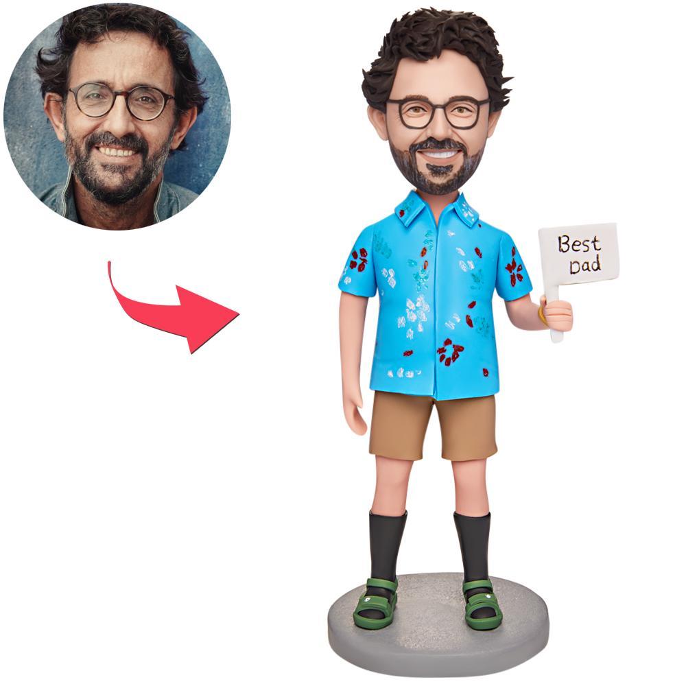 Cadeau De Fête Des Pères Hawaii Shirt Daddy Bobblehead Personnalisé Avec Texte Gravé - Mug Personnalisé