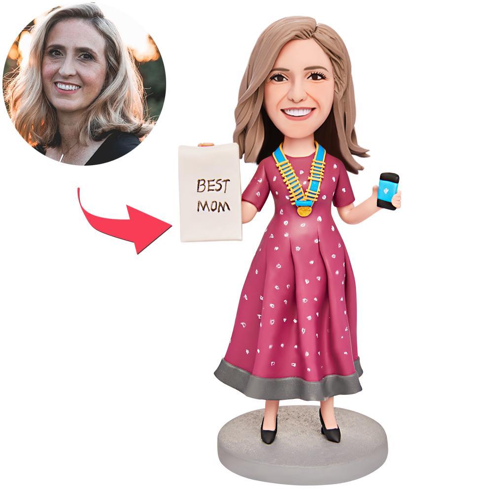 Cadeau De Fête Des Mères Exotic Mom Custom Bobblehead Avec Texte Gravé - Mug Personnalisé