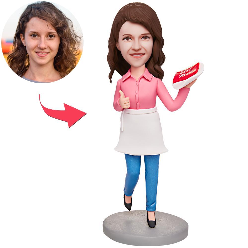 Cadeau De Fête Des Mères Chef Maman Personnalisé Bobblehead Avec Texte Gravé - Mug Personnalisé