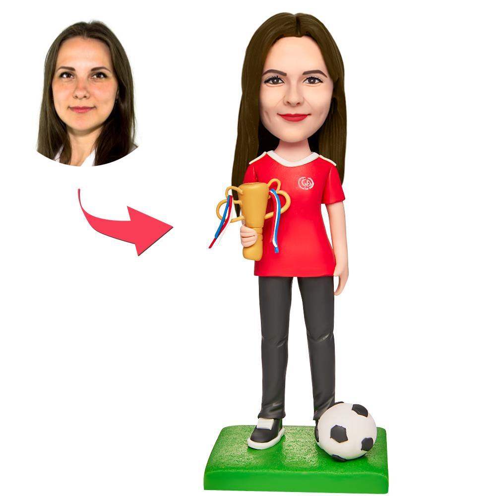 Champion De Football Bobblehead Personnalisé Gravé Avec Texte - Mug Personnalisé