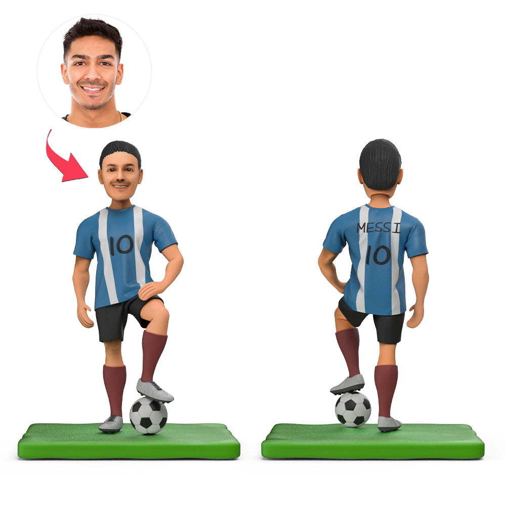 Maillot Bleu Messi D'argentine Et Figurine De Football Personnalisée Avec Texte Gravé - Mug Personnalisé