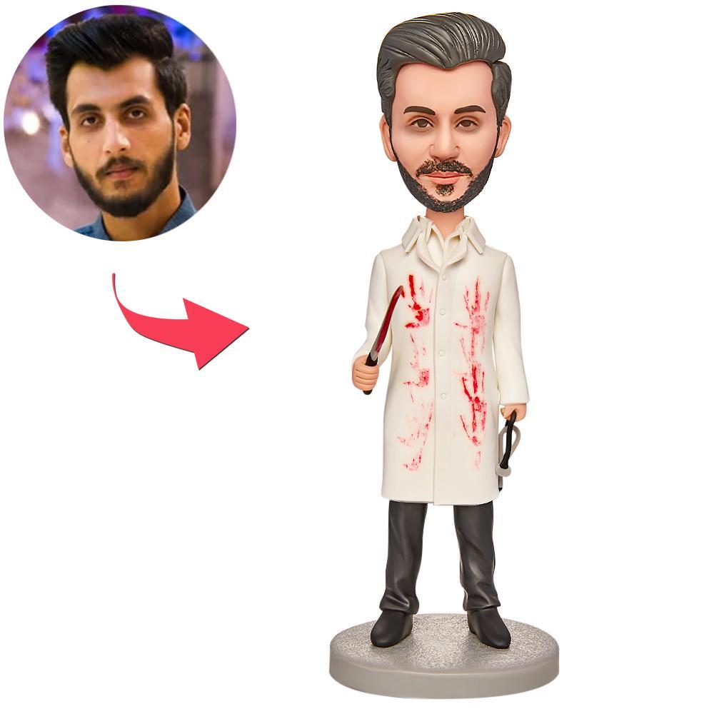 Halloween Doctor Holding Knife Bobblehead Personnalisé Avec Texte Gravé - Mug Personnalisé