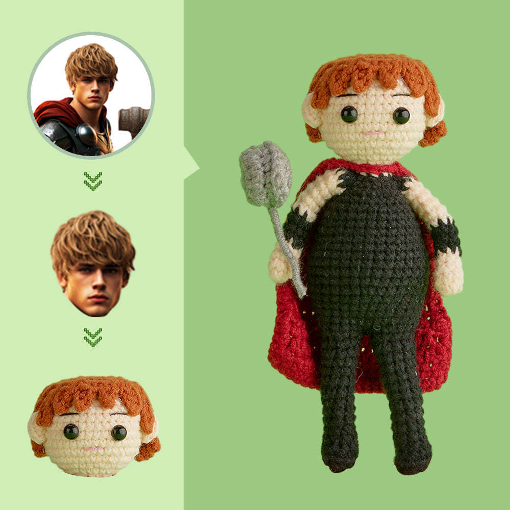 Poupée Au Crochet Avec Visage Personnalisé, Cadeaux Personnalisés, Mini Poupées Tissées À La Main - Thor - Mug Personnalisé