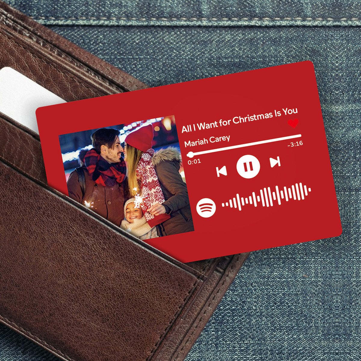 Carte Portefeuille De Code Musical Spotify Personnalisée, Carte De Message Personnalisée Rouge - Mug Personnalisé