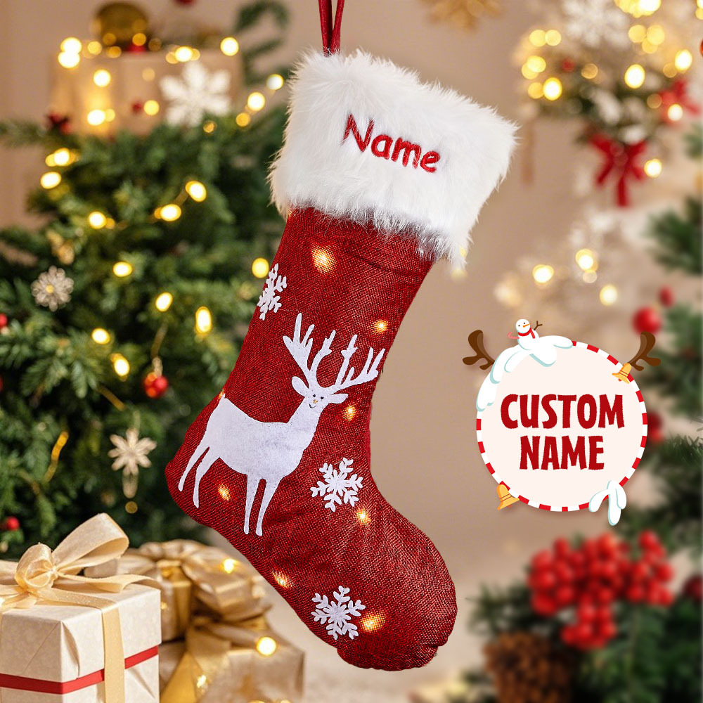 Chaussette De Noël Brodée Personnalisée Avec Nom, Sac Cadeau, Décoration De Noël Pour Enfants - Mug Personnalisé