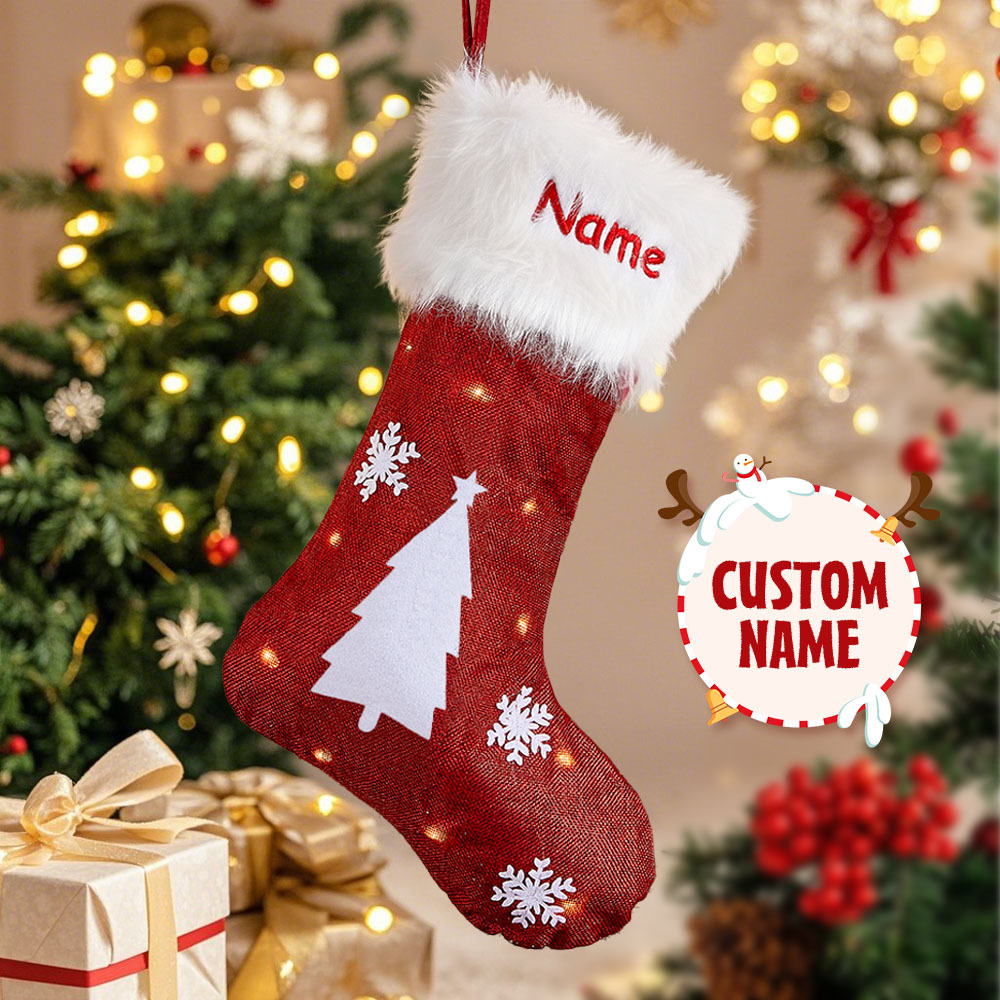 Chaussette De Noël Brodée Personnalisée Avec Nom, Sac Cadeau, Décoration De Noël Pour Enfants - Mug Personnalisé