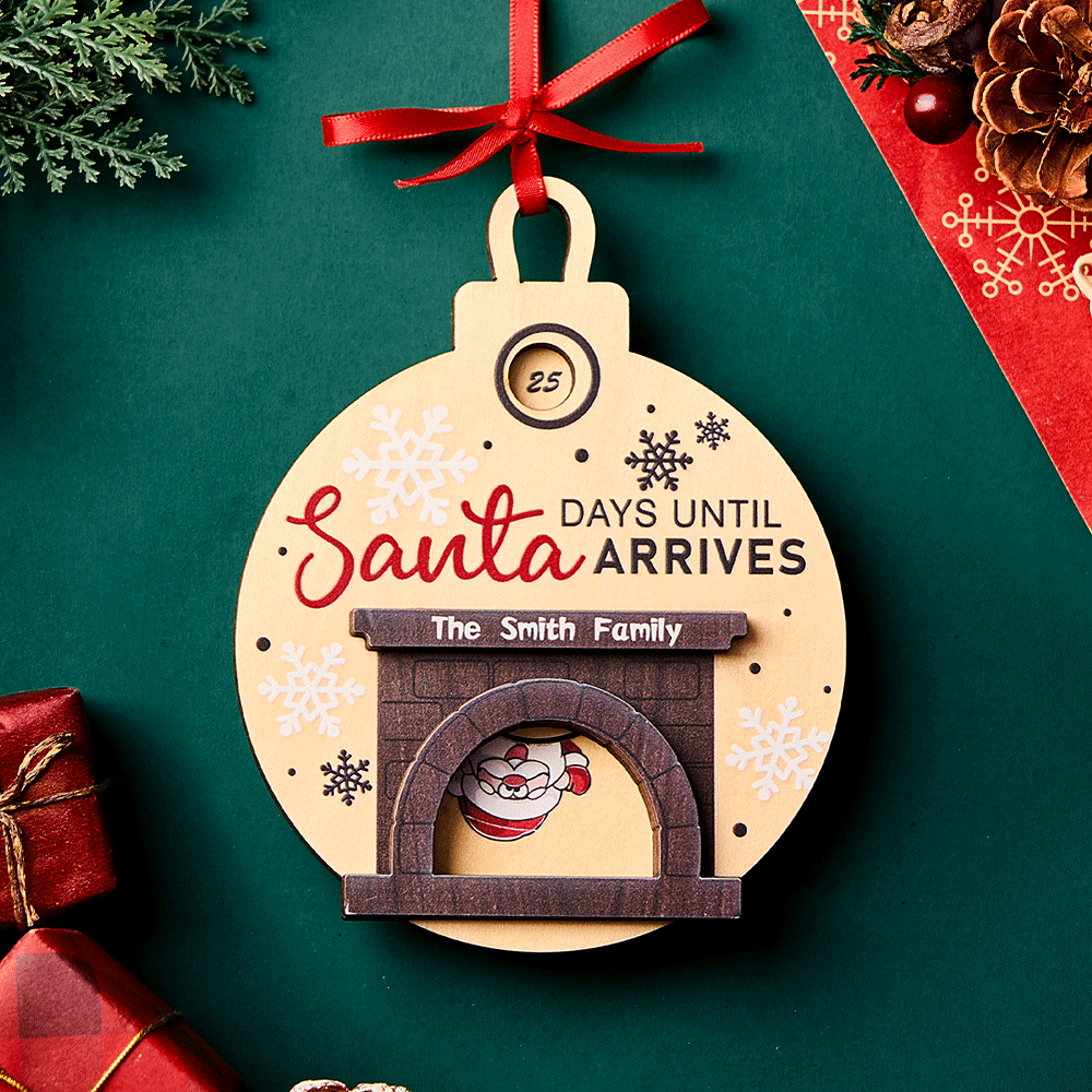 Ornement De Compte À Rebours Personnalisé Du Père Noël Dans La Cheminée, Jours Jusqu'à L'ornement De Noël - Mug Personnalisé