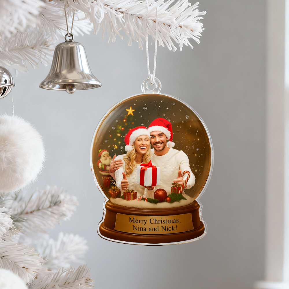 Ornement De Boule À Neige De Noël Personnalisé, Meilleur Cadeau De Noël Pour La Famille, Le Couple, L'amant - MaPhotocaleconFr