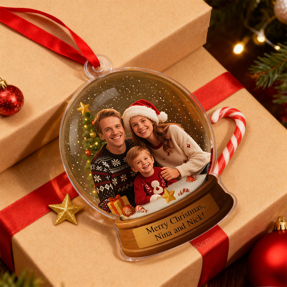 Ornement De Boule À Neige De Noël Personnalisé, Meilleur Cadeau De Noël Pour La Famille, Le Couple, L'amant - MaPhotocaleconFr