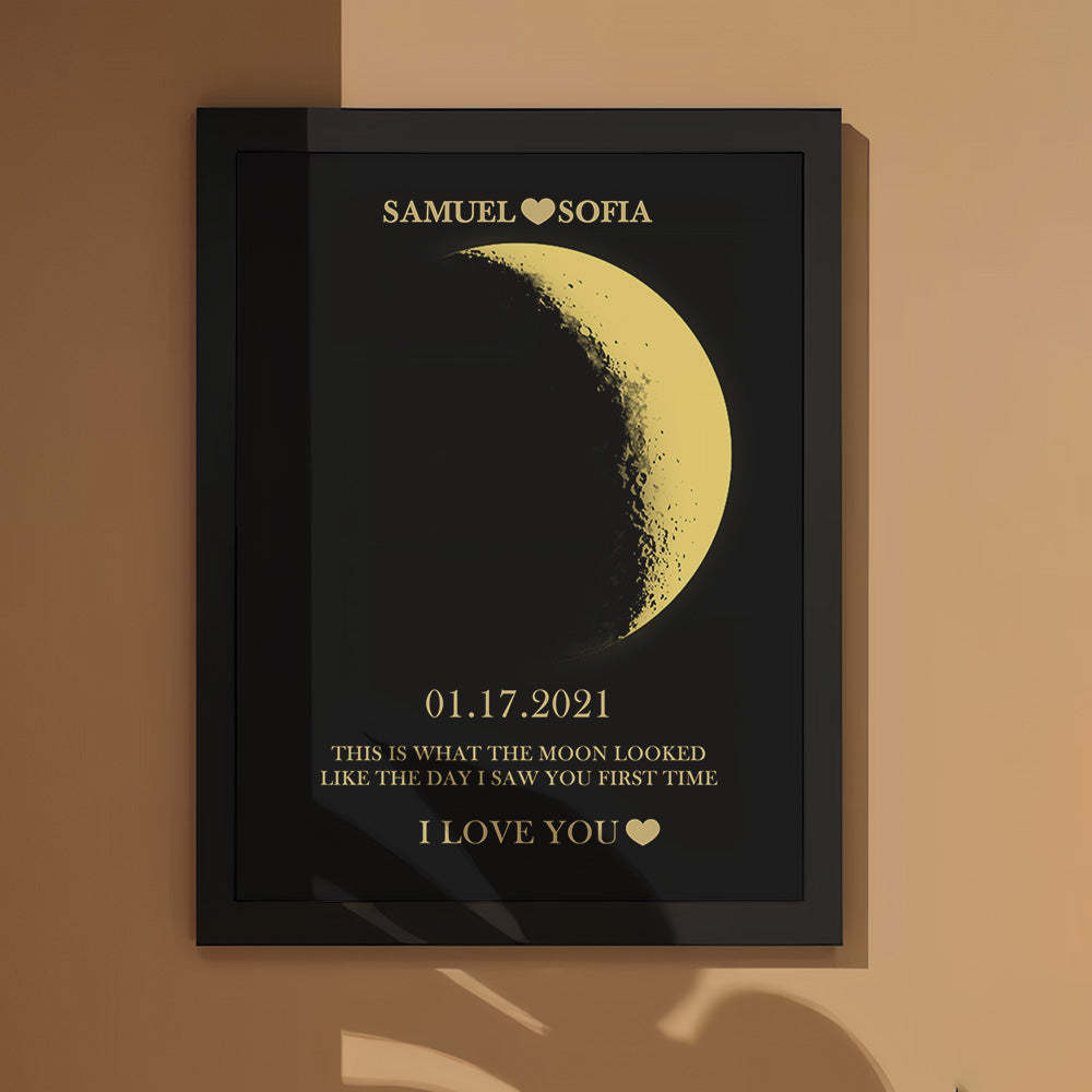 Cadre En Bois Imprimé Avec Phases De Lune Et Noms Personnalisés Avec Votre Texte - Mug Personnalisé