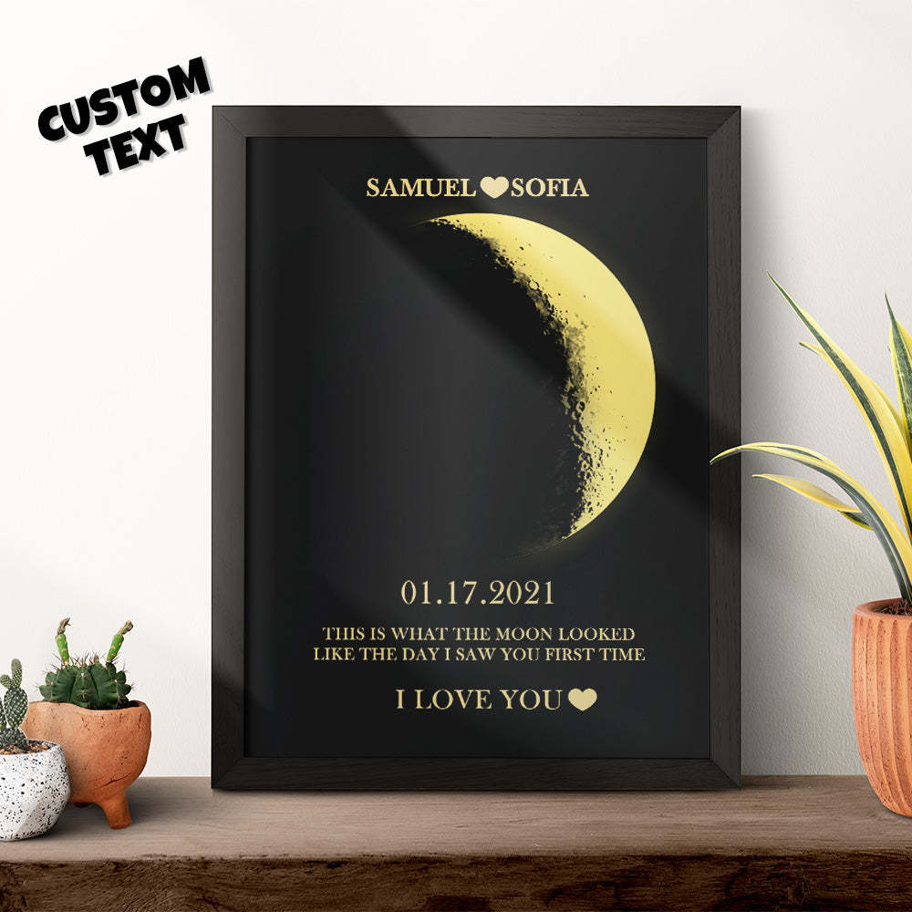 Cadre En Bois Imprimé Avec Phases De Lune Et Noms Personnalisés Avec Votre Texte - Mug Personnalisé