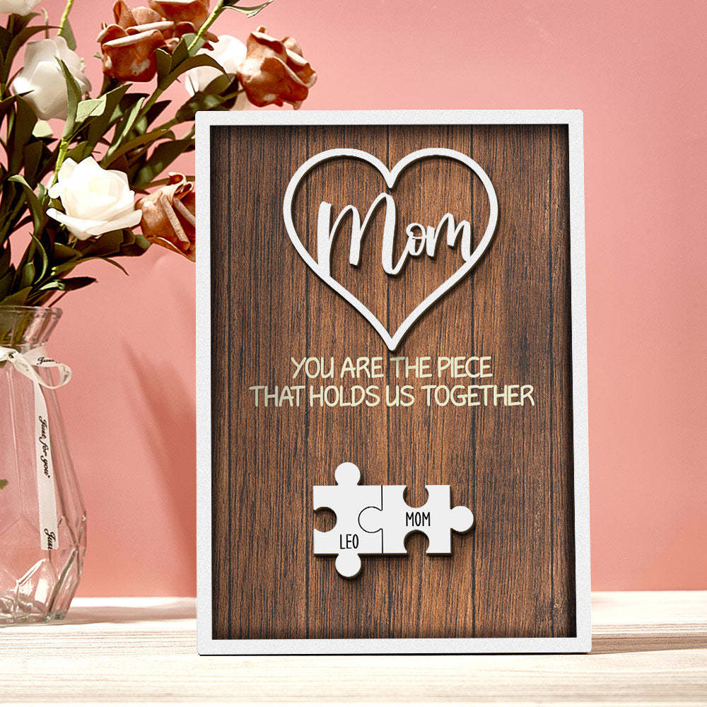 Plaque De Puzzle Personnalisée, Vous Êtes La Pièce Qui Nous Tient Ensemble, Signe De Puzzle Personnalisé Pour Membre De La Famille, Cadeaux De Fête Des Mères - Mug Personnalisé