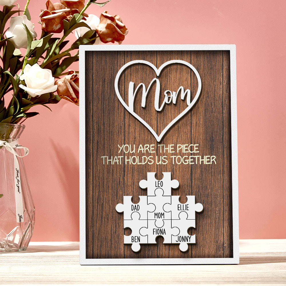 Plaque De Puzzle Personnalisée, Vous Êtes La Pièce Qui Nous Tient Ensemble, Signe De Puzzle Personnalisé Pour Membre De La Famille, Cadeaux De Fête Des Mères - Mug Personnalisé
