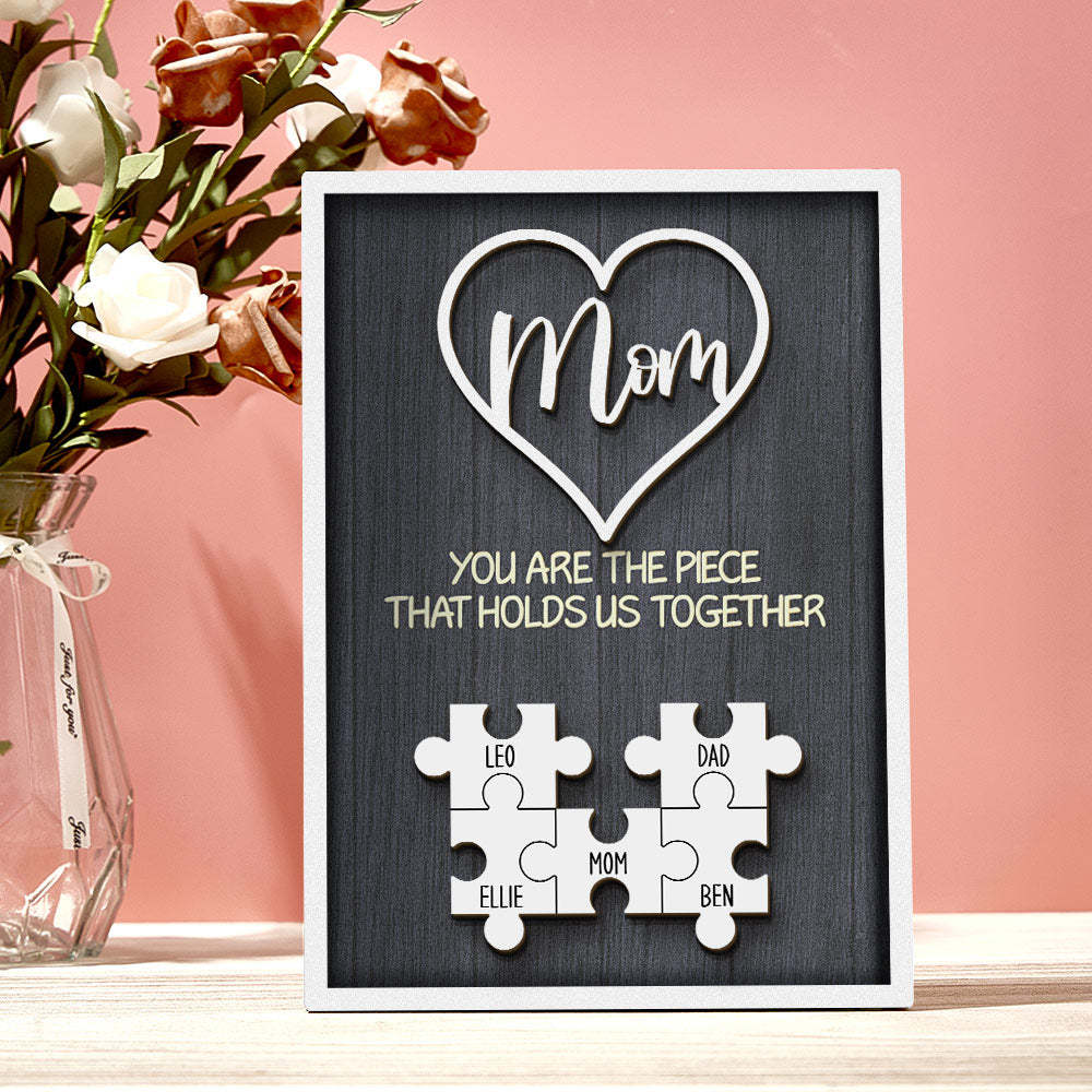 Plaque De Puzzle Personnalisée, Vous Êtes La Pièce Qui Nous Tient Ensemble, Signe De Puzzle Personnalisé Pour Membre De La Famille, Cadeaux De Fête Des Mères - Mug Personnalisé