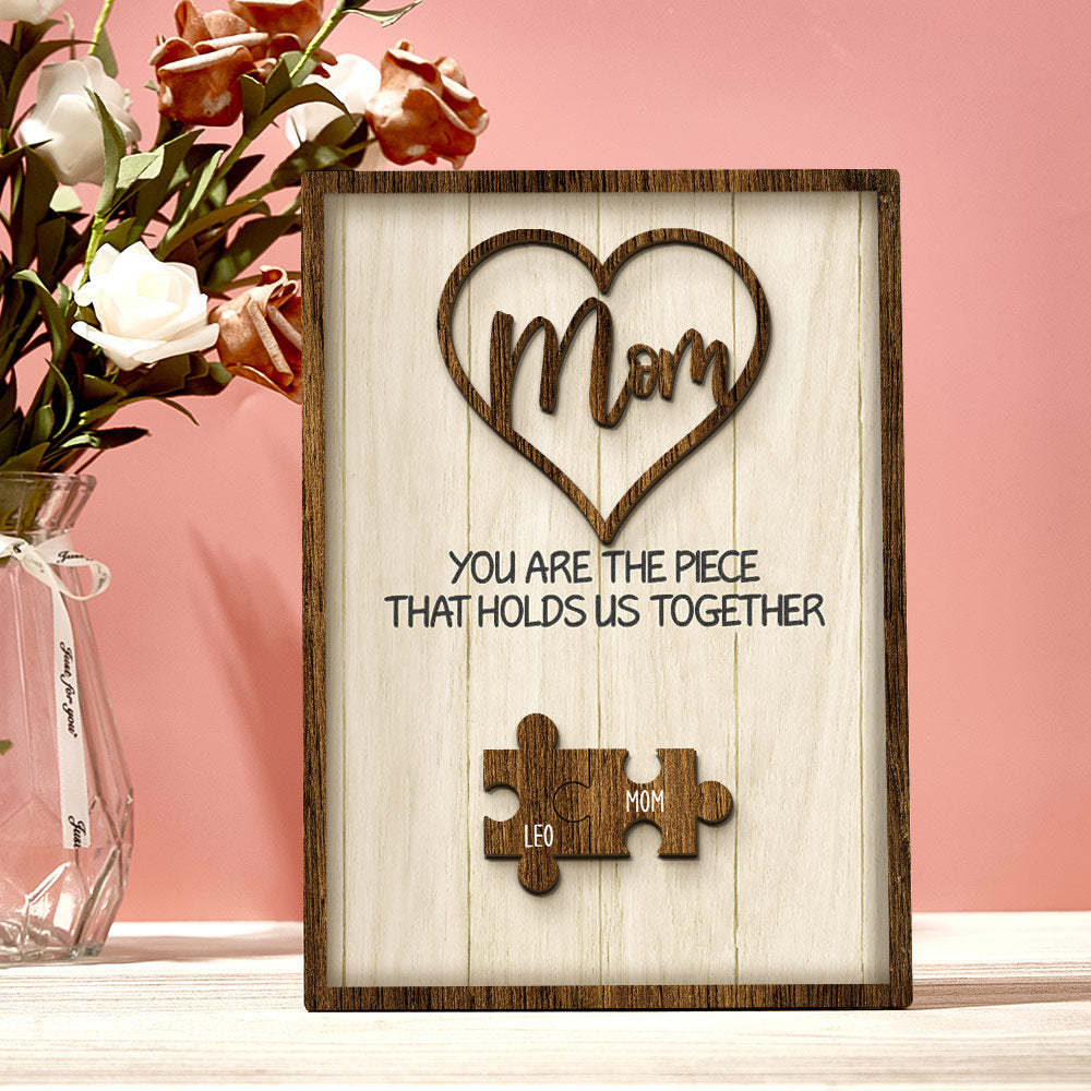 Plaque De Puzzle Personnalisée, Vous Êtes La Pièce Qui Nous Tient Ensemble, Signe De Puzzle Personnalisé Pour Membre De La Famille, Cadeaux De Fête Des Mères - Mug Personnalisé