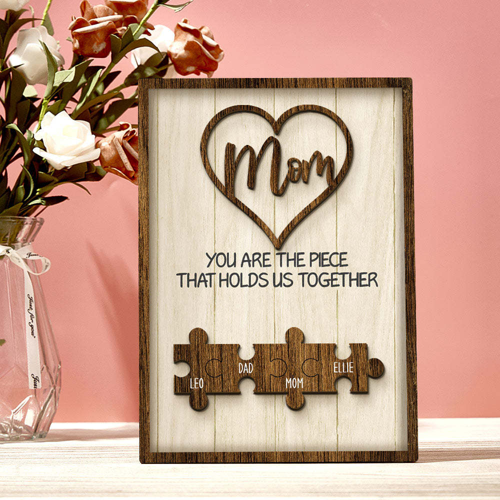 Plaque De Puzzle Personnalisée, Vous Êtes La Pièce Qui Nous Tient Ensemble, Signe De Puzzle Personnalisé Pour Membre De La Famille, Cadeaux De Fête Des Mères - Mug Personnalisé