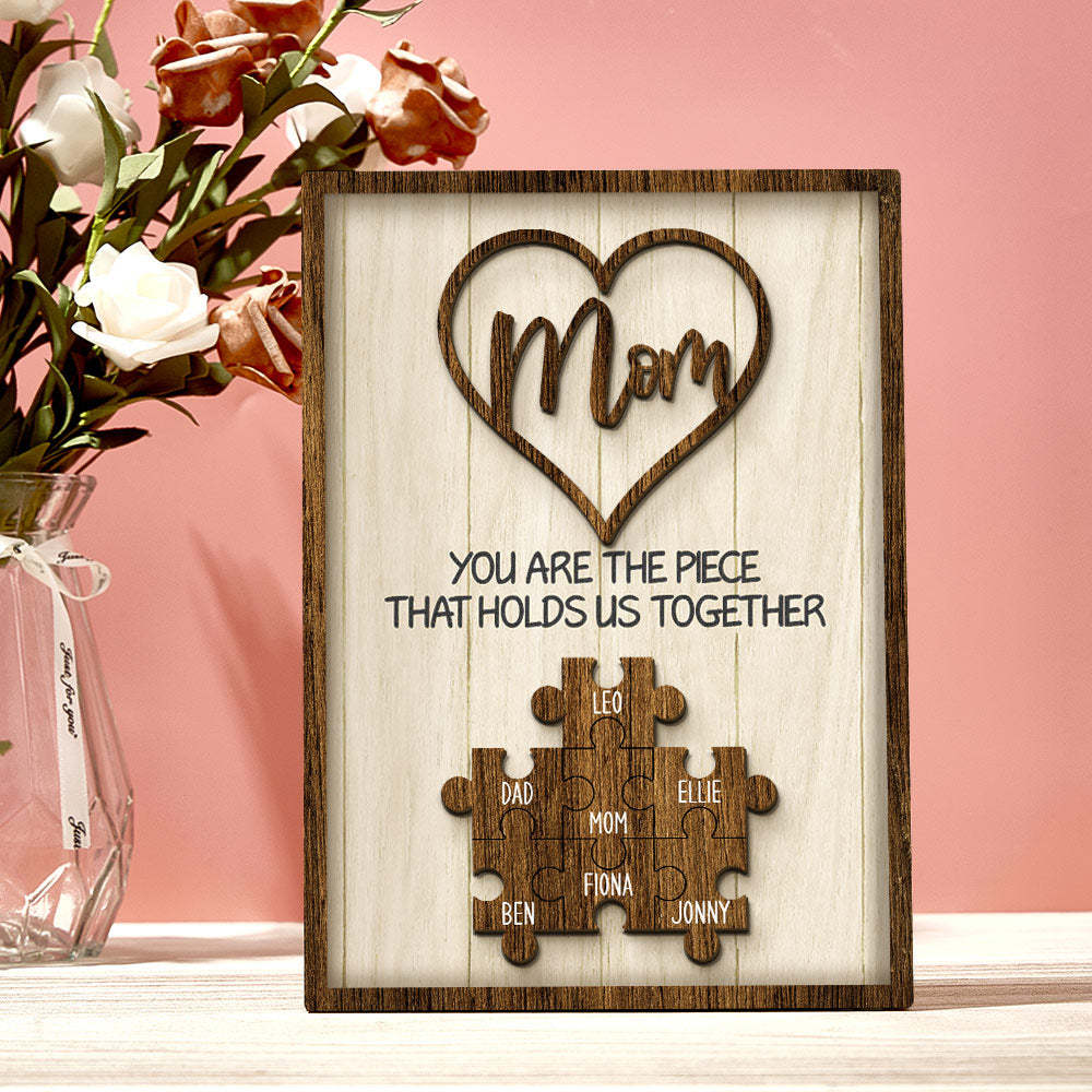Plaque De Puzzle Personnalisée, Vous Êtes La Pièce Qui Nous Tient Ensemble, Signe De Puzzle Personnalisé Pour Membre De La Famille, Cadeaux De Fête Des Mères - Mug Personnalisé