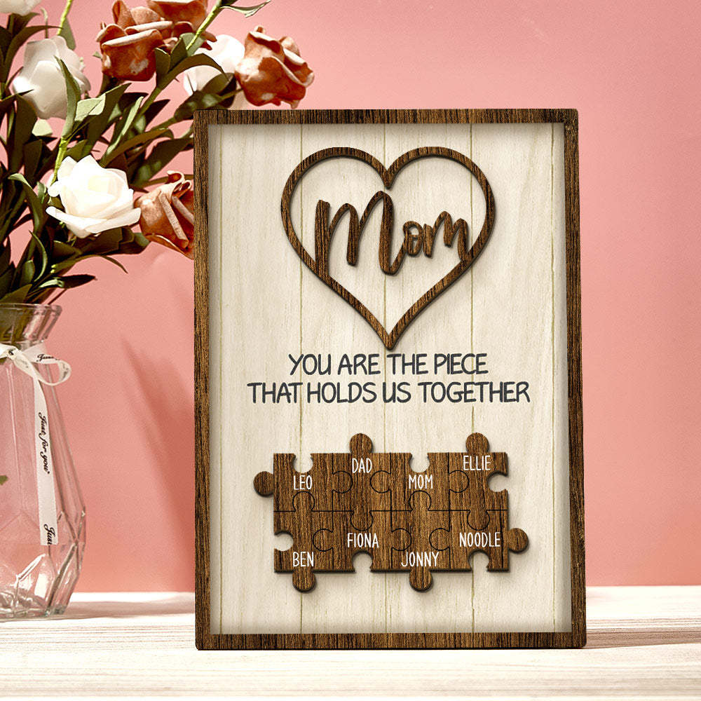 Plaque De Puzzle Personnalisée, Vous Êtes La Pièce Qui Nous Tient Ensemble, Signe De Puzzle Personnalisé Pour Membre De La Famille, Cadeaux De Fête Des Mères - Mug Personnalisé