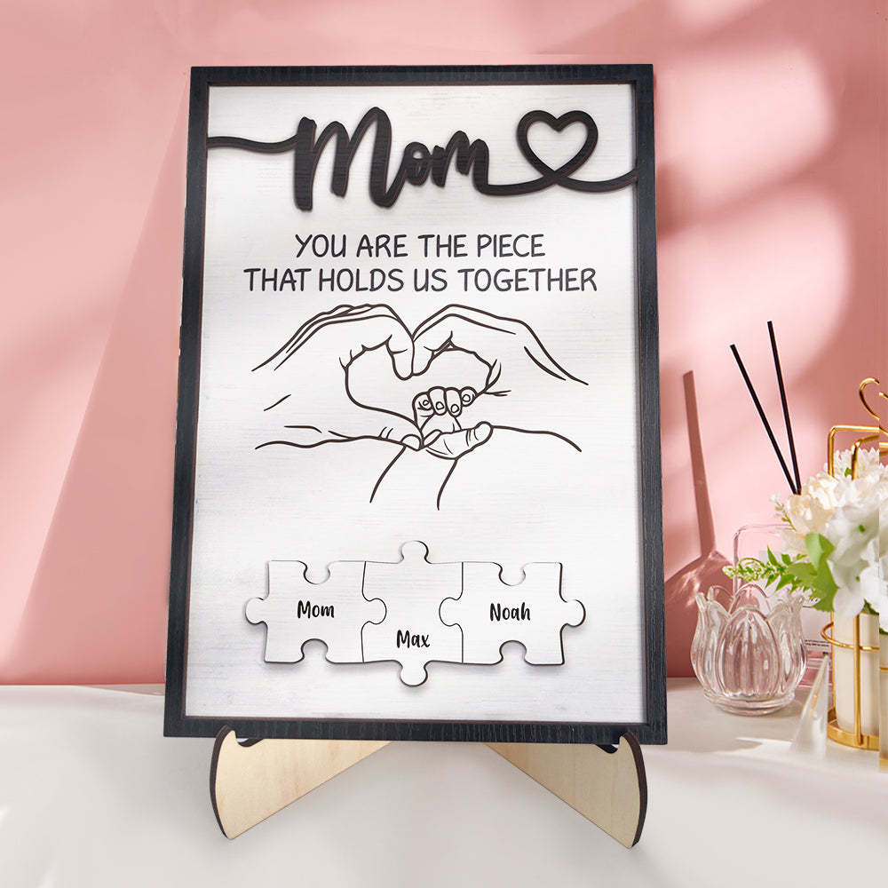 Plaque De Puzzle Personnalisée Pour Maman, Vous Êtes La Pièce Qui Nous Tient Ensemble, Signe De Puzzle Personnalisé Pour Membre De La Famille, Cadeaux De Fête Des Mères - Mug Personnalisé
