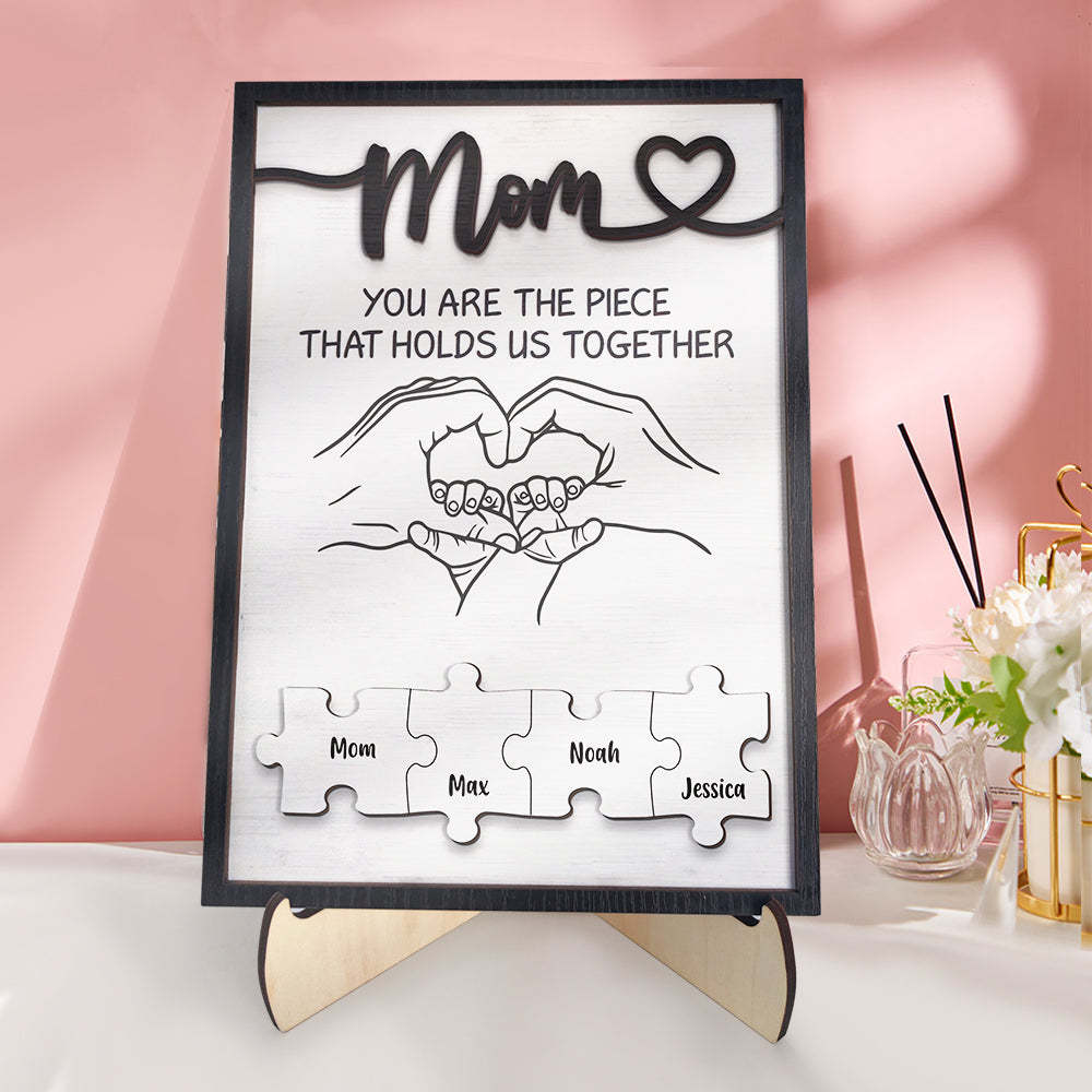 Plaque De Puzzle Personnalisée Pour Maman, Vous Êtes La Pièce Qui Nous Tient Ensemble, Signe De Puzzle Personnalisé Pour Membre De La Famille, Cadeaux De Fête Des Mères - Mug Personnalisé