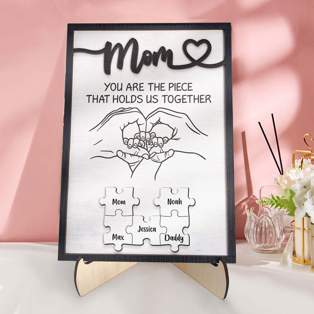 Plaque De Puzzle Personnalisée Pour Maman, Vous Êtes La Pièce Qui Nous Tient Ensemble, Signe De Puzzle Personnalisé Pour Membre De La Famille, Cadeaux De Fête Des Mères - Mug Personnalisé