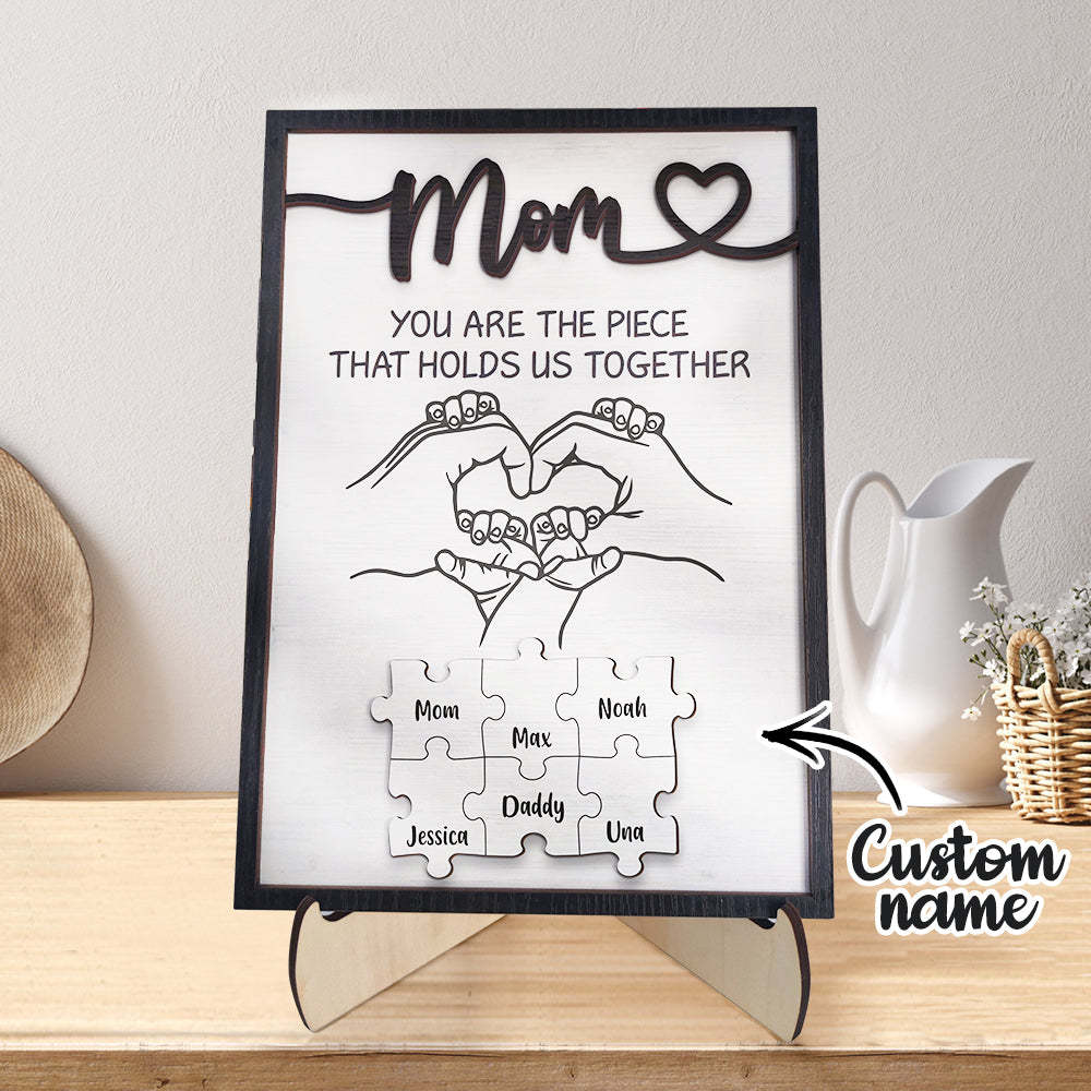 Plaque De Puzzle Personnalisée Pour Maman, Vous Êtes La Pièce Qui Nous Tient Ensemble, Signe De Puzzle Personnalisé Pour Membre De La Famille, Cadeaux De Fête Des Mères - Mug Personnalisé