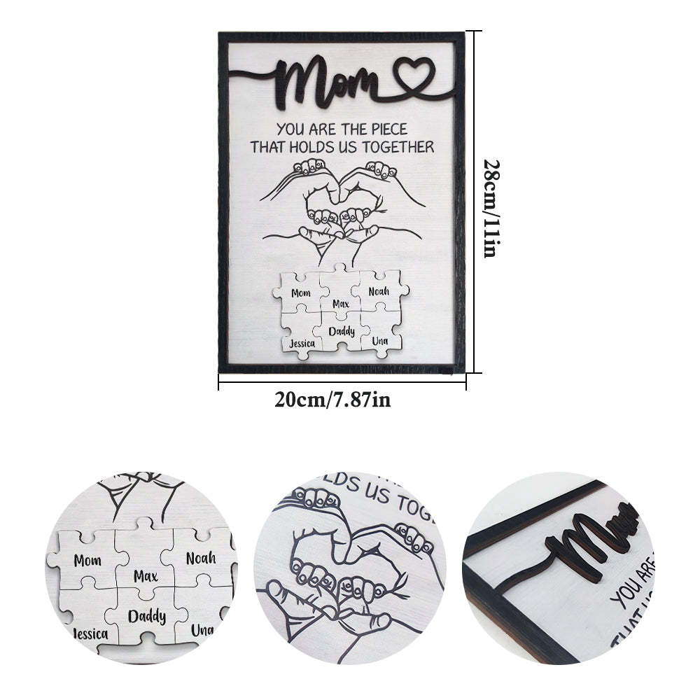 Plaque De Puzzle Personnalisée Pour Maman, Vous Êtes La Pièce Qui Nous Tient Ensemble, Signe De Puzzle Personnalisé Pour Membre De La Famille, Cadeaux De Fête Des Mères - Mug Personnalisé