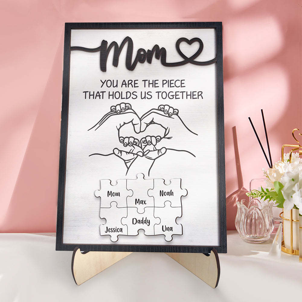Plaque De Puzzle Personnalisée Pour Maman, Vous Êtes La Pièce Qui Nous Tient Ensemble, Signe De Puzzle Personnalisé Pour Membre De La Famille, Cadeaux De Fête Des Mères - Mug Personnalisé