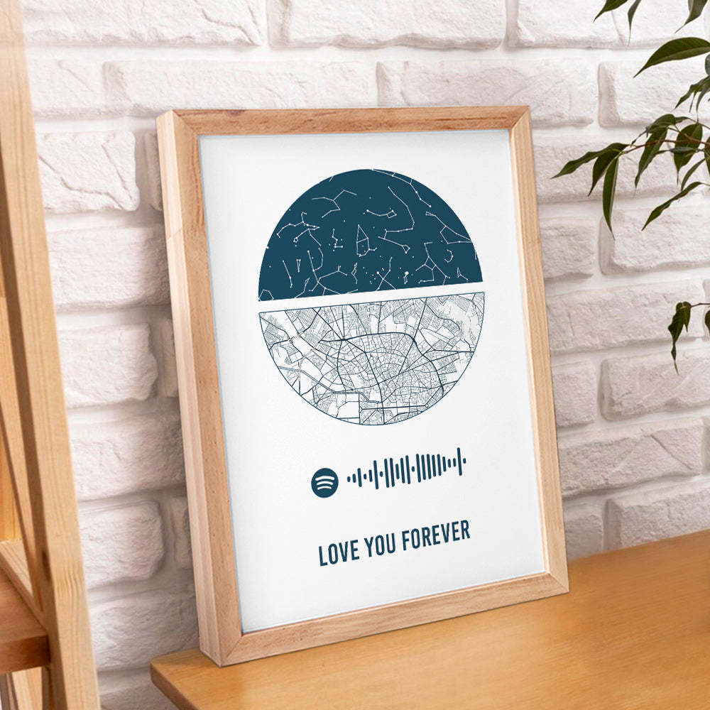 Cadre Spotify Personnalisé Ciel Nocturne Personnalisé Et Carte Cadeau D'anniversaire Pour Amoureux - Mug Personnalisé
