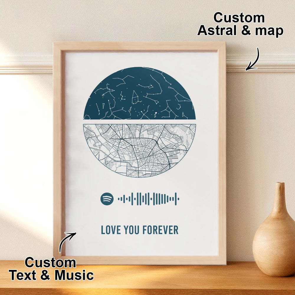 Cadre Spotify Personnalisé Ciel Nocturne Personnalisé Et Carte Cadeau D'anniversaire Pour Amoureux - Mug Personnalisé
