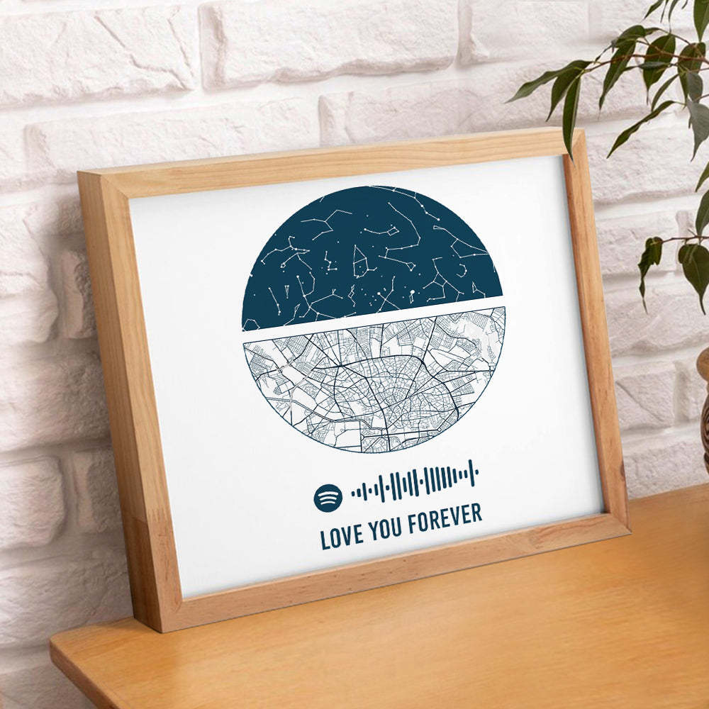 Cadre Spotify Personnalisé Ciel Nocturne Personnalisé Et Carte Cadeau D'anniversaire Pour Amoureux - Mug Personnalisé