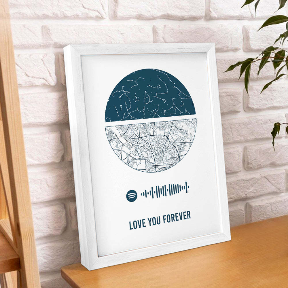 Cadre Spotify Personnalisé Ciel Nocturne Personnalisé Et Carte Cadeau D'anniversaire Pour Amoureux - Mug Personnalisé