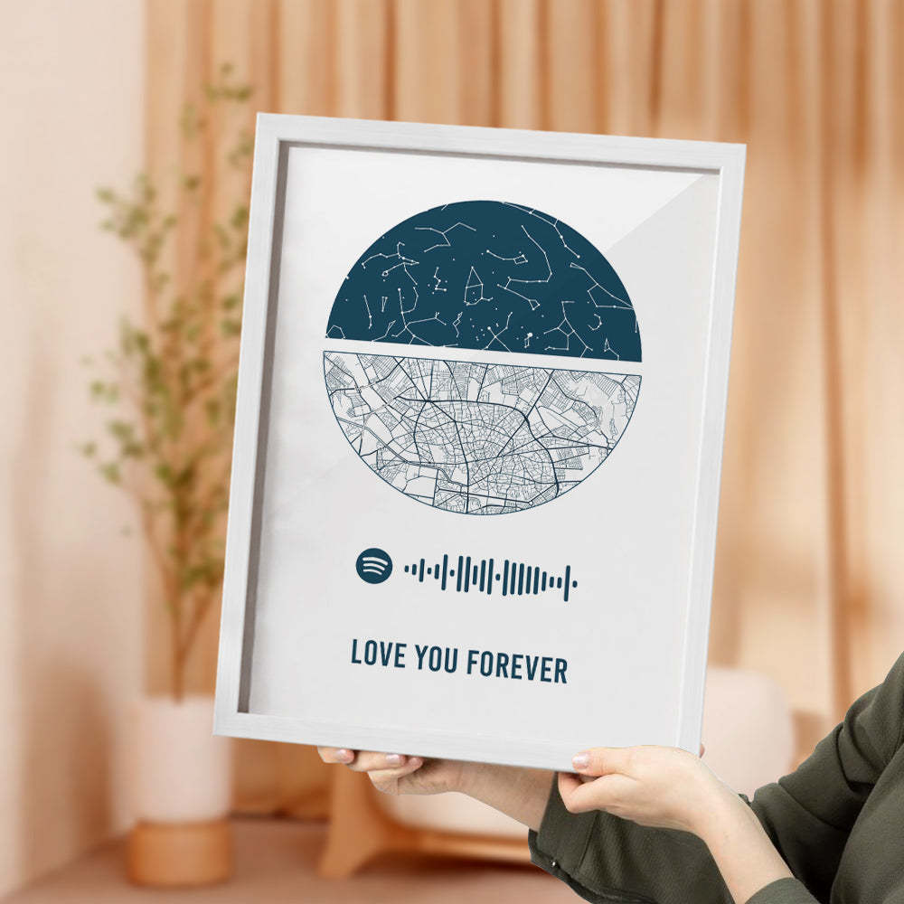 Cadre Spotify Personnalisé Ciel Nocturne Personnalisé Et Carte Cadeau D'anniversaire Pour Amoureux - Mug Personnalisé