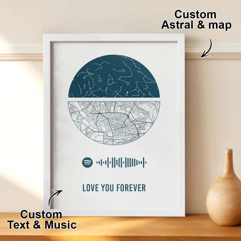 Cadre Spotify Personnalisé Ciel Nocturne Personnalisé Et Carte Cadeau D'anniversaire Pour Amoureux - Mug Personnalisé