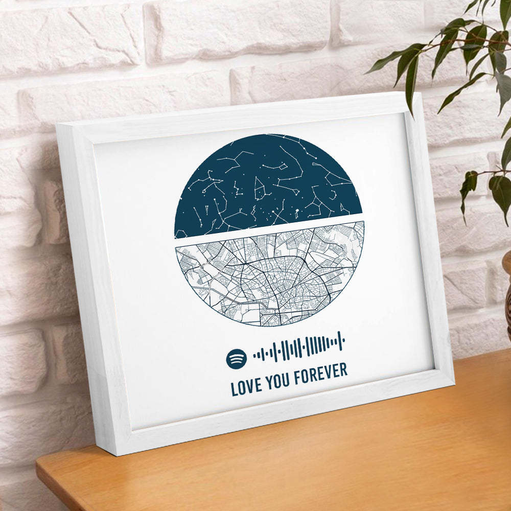 Cadre Spotify Personnalisé Ciel Nocturne Personnalisé Et Carte Cadeau D'anniversaire Pour Amoureux - Mug Personnalisé