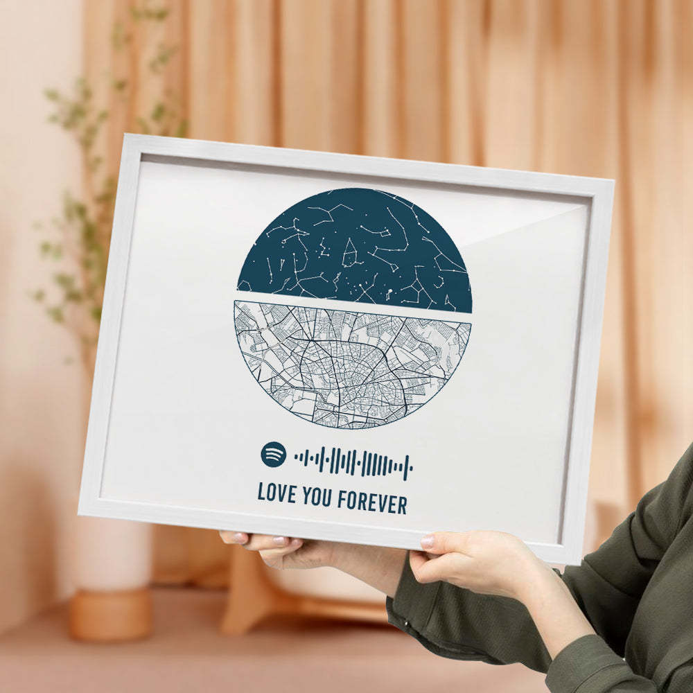 Cadre Spotify Personnalisé Ciel Nocturne Personnalisé Et Carte Cadeau D'anniversaire Pour Amoureux - Mug Personnalisé