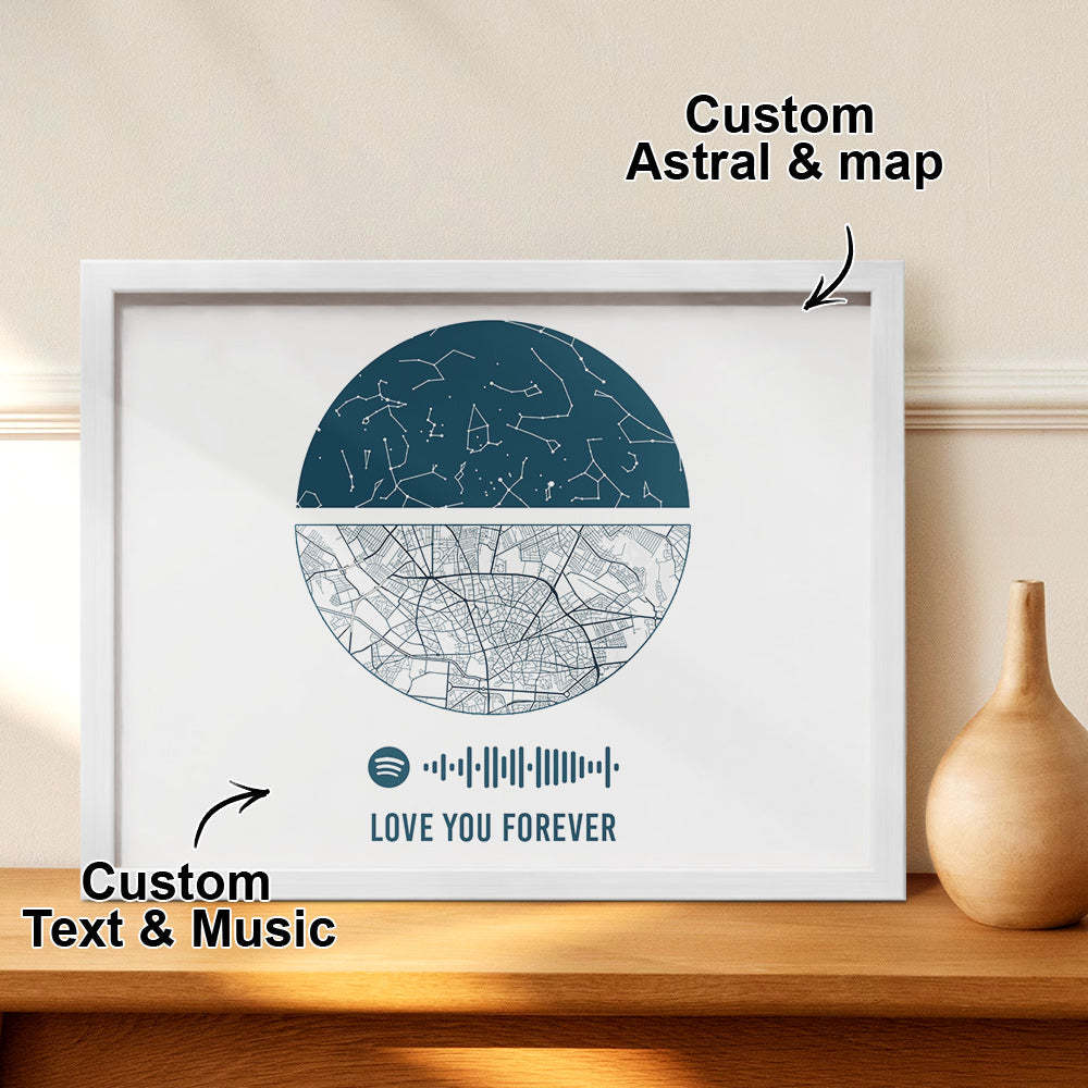 Cadre Spotify Personnalisé Ciel Nocturne Personnalisé Et Carte Cadeau D'anniversaire Pour Amoureux - Mug Personnalisé
