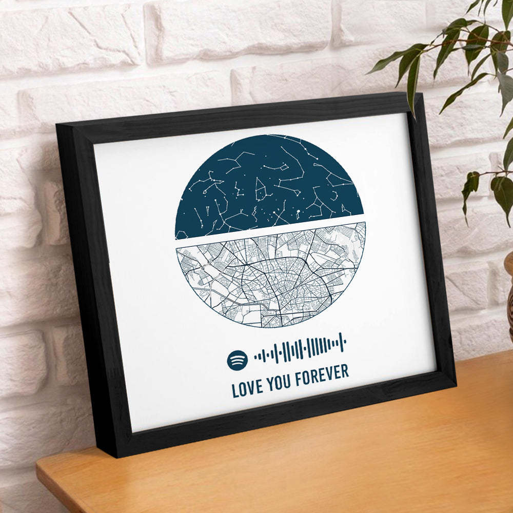 Cadre Spotify Personnalisé Ciel Nocturne Personnalisé Et Carte Cadeau D'anniversaire Pour Amoureux - Mug Personnalisé