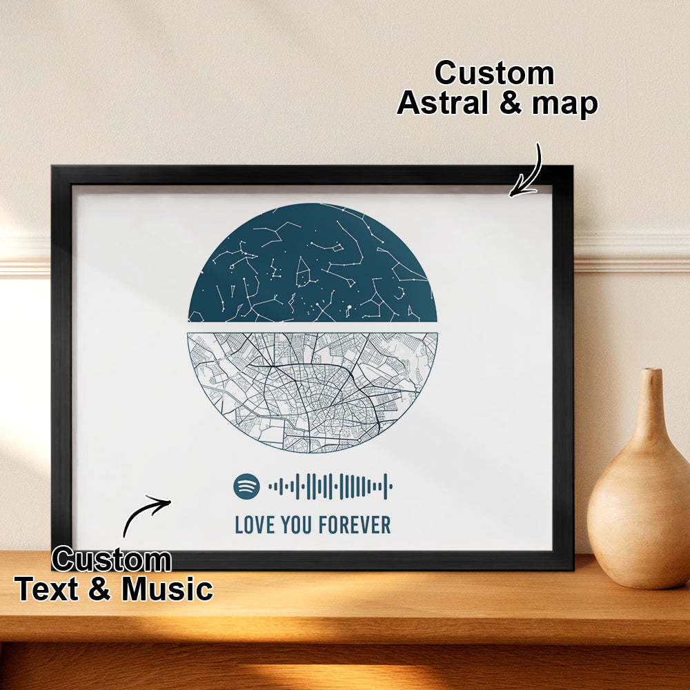 Cadre Spotify Personnalisé Ciel Nocturne Personnalisé Et Carte Cadeau D'anniversaire Pour Amoureux - Mug Personnalisé